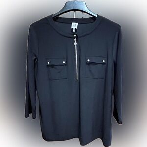 Anne Klein Black Top with Gold Zipper